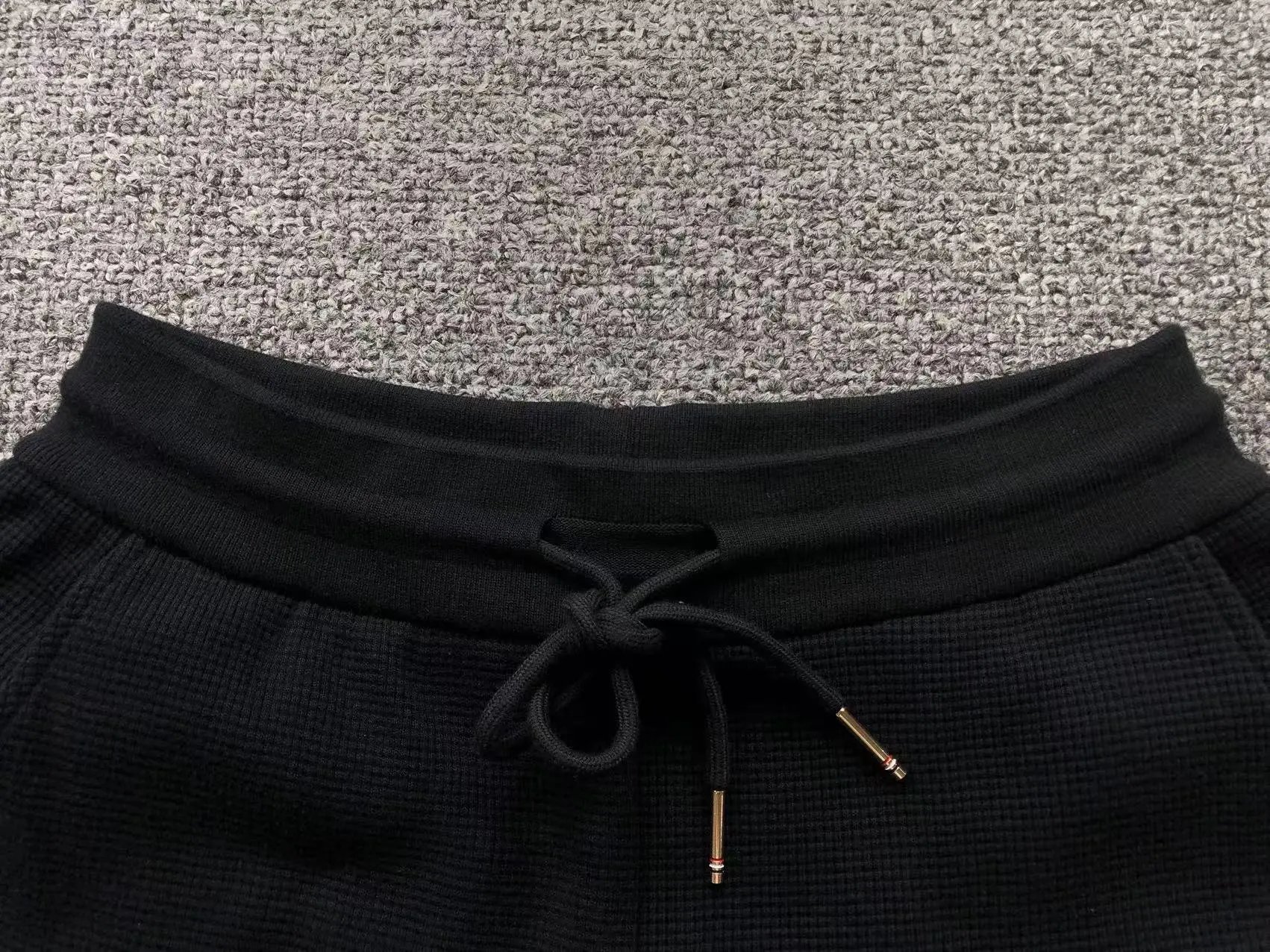 Thom Browne Stripe-Trimmed Waffle Knit Shorts Black - 12