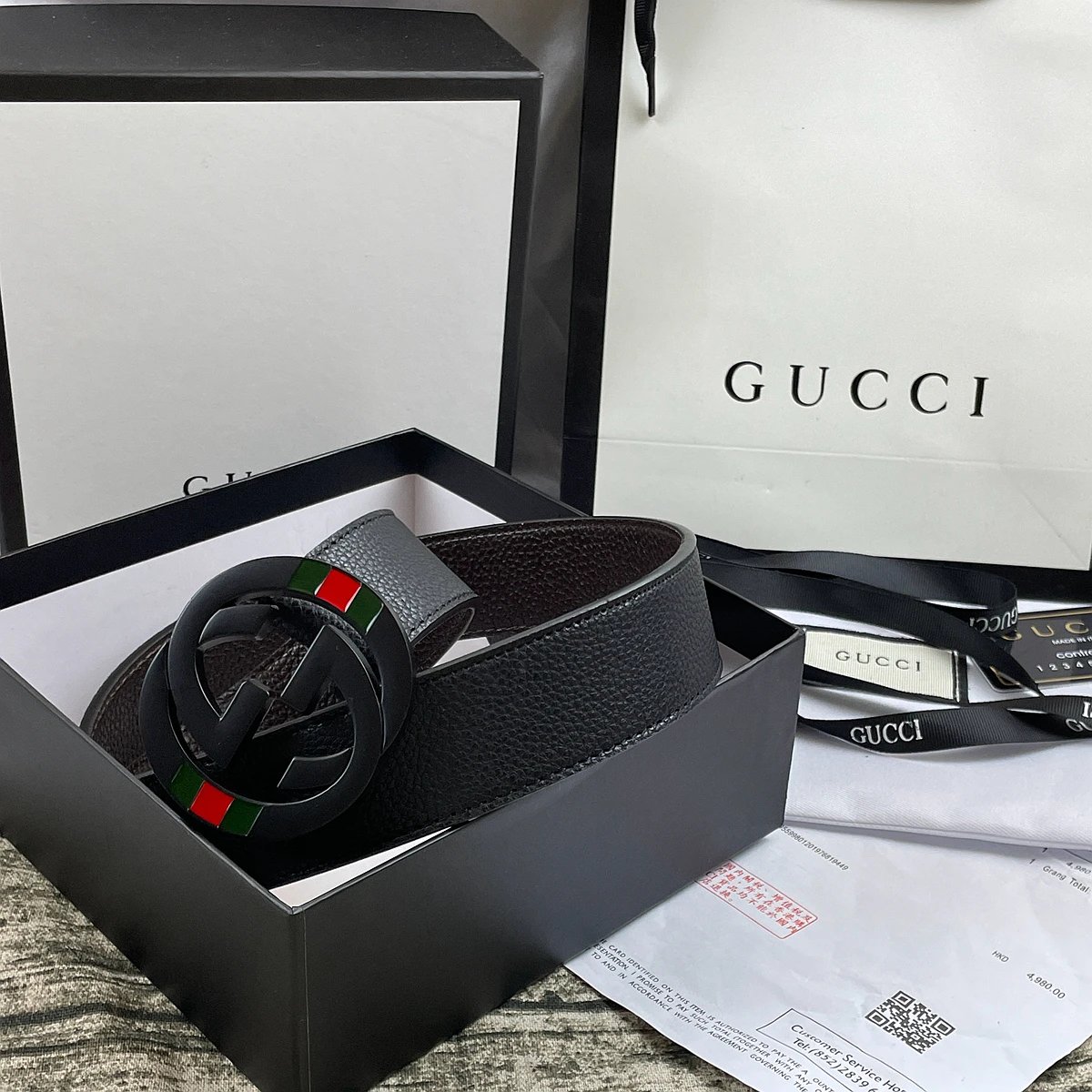 Gucci GG Marmont Canvas Belt Red Multicolor - 11