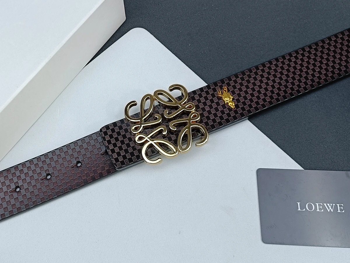 Loewe Anagram Logo Buckle Leather Belt Black - 17