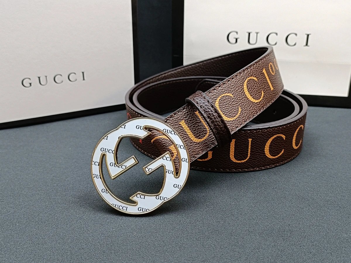 Gucci GG Marmont Belt Brown Leather with Red Enamel Buckle - 17