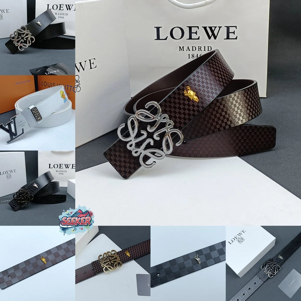 Loewe Anagram Logo Buckle Leather Belt Black - 3
