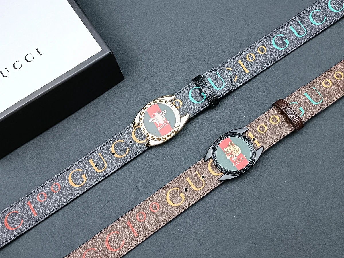 Gucci GG Marmont Belt Brown Leather with Red Enamel Buckle - 13
