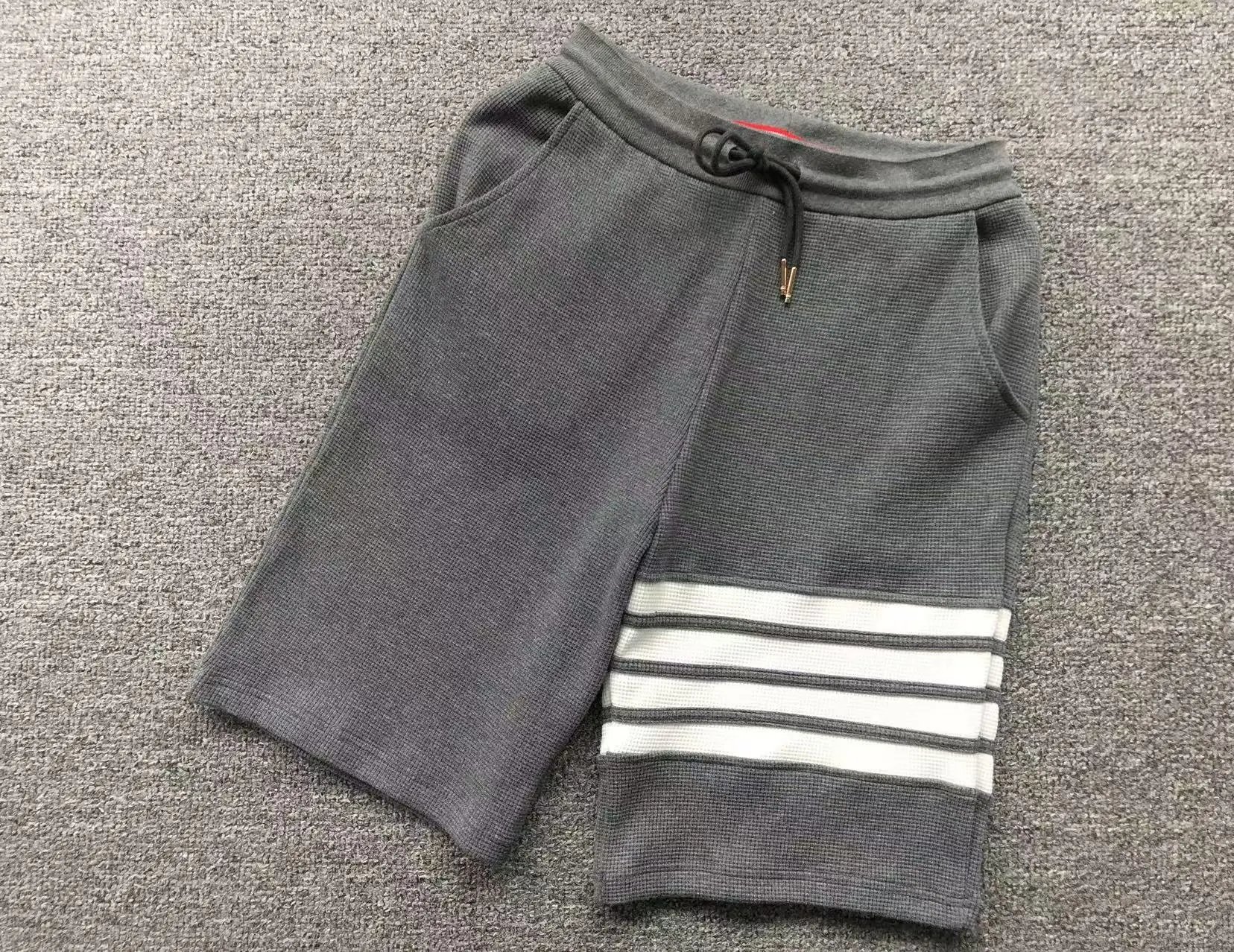Thom Browne Stripe-Trimmed Waffle Knit Shorts Black - 7