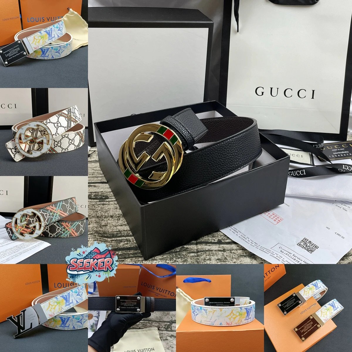 Gucci GG Marmont Canvas Belt Red Multicolor - 3
