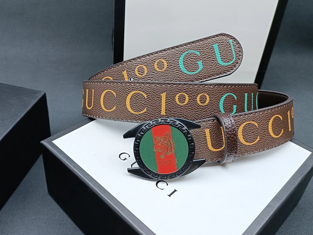 Gucci GG Marmont Belt Brown Leather with Red Enamel Buckle - 12