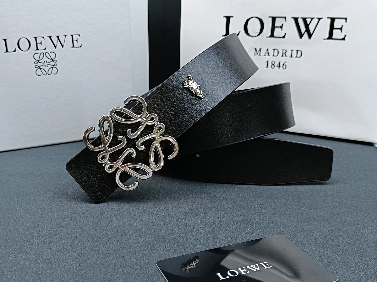 Loewe Anagram Logo Buckle Leather Belt Black - 10