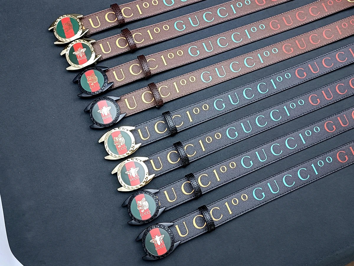 Gucci GG Marmont Belt Brown Leather with Red Enamel Buckle - 14