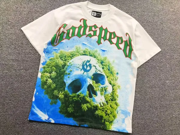 Godspeed Puzzle Skull Graphic T-Shirt Beige - 15