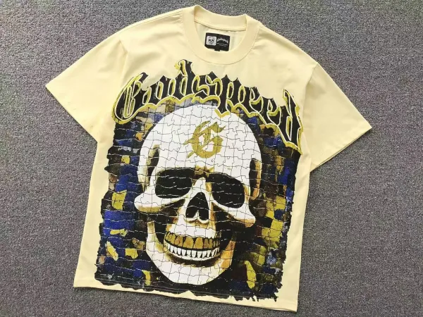 Godspeed Puzzle Skull Graphic T-Shirt Beige - 17