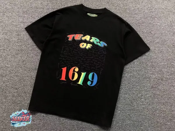 Off-White Offset Tears Graphic Print T-Shirt Light Blue - 16