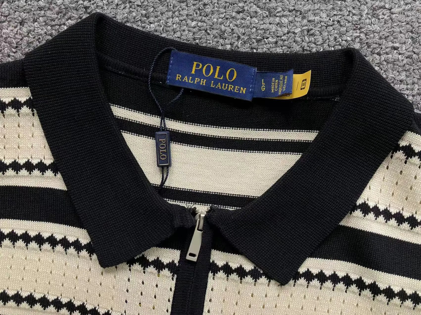 Polo Ralph Lauren Striped Knit Polo Shirt White / Gray - 12