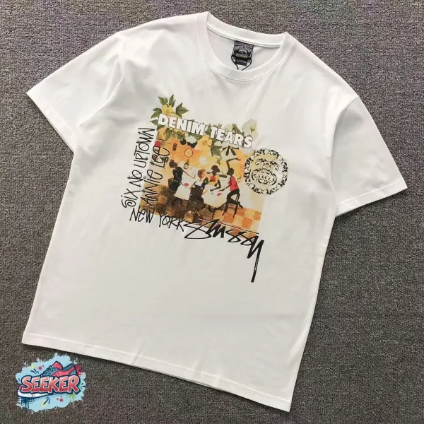 Off-White Offset Tears Graphic Print T-Shirt Light Blue - 14