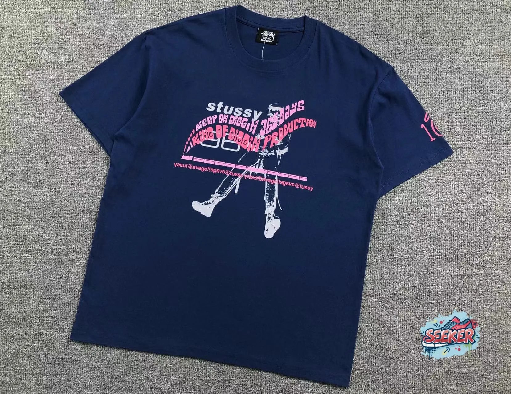 Stussy King of Diggin Production Navy T-Shirt