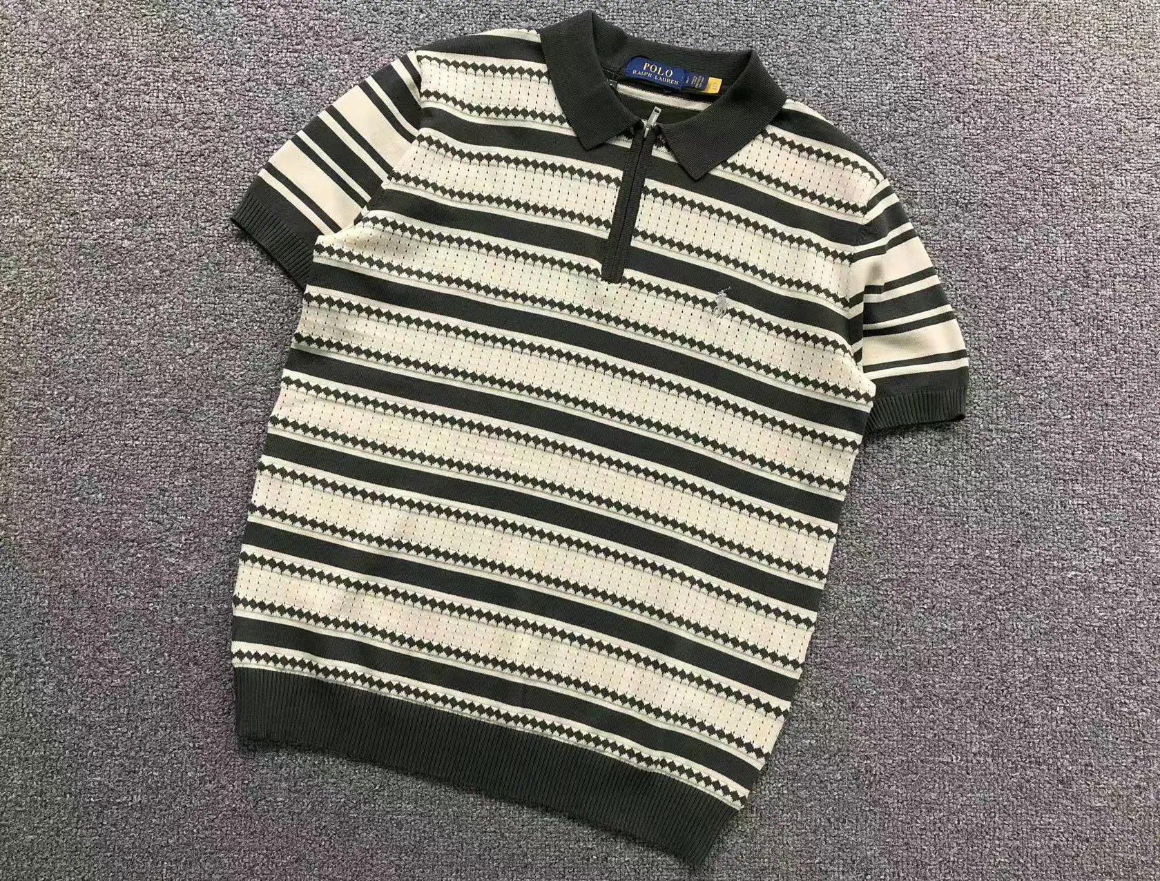 Polo Ralph Lauren Striped Knit Polo Shirt White / Gray - 7