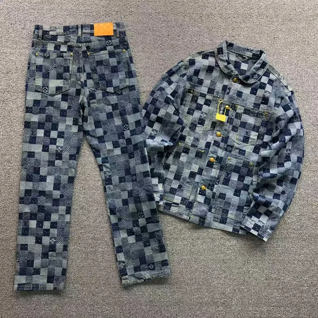 Louis Vuitton Matching Sets Denim Jacket and Jeans Set with Monogram Check Pattern product detail image 1