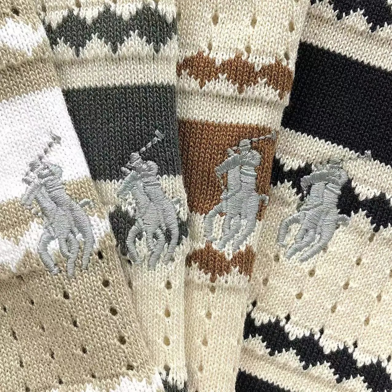Polo Ralph Lauren Striped Knit Polo Shirt White / Gray - 10