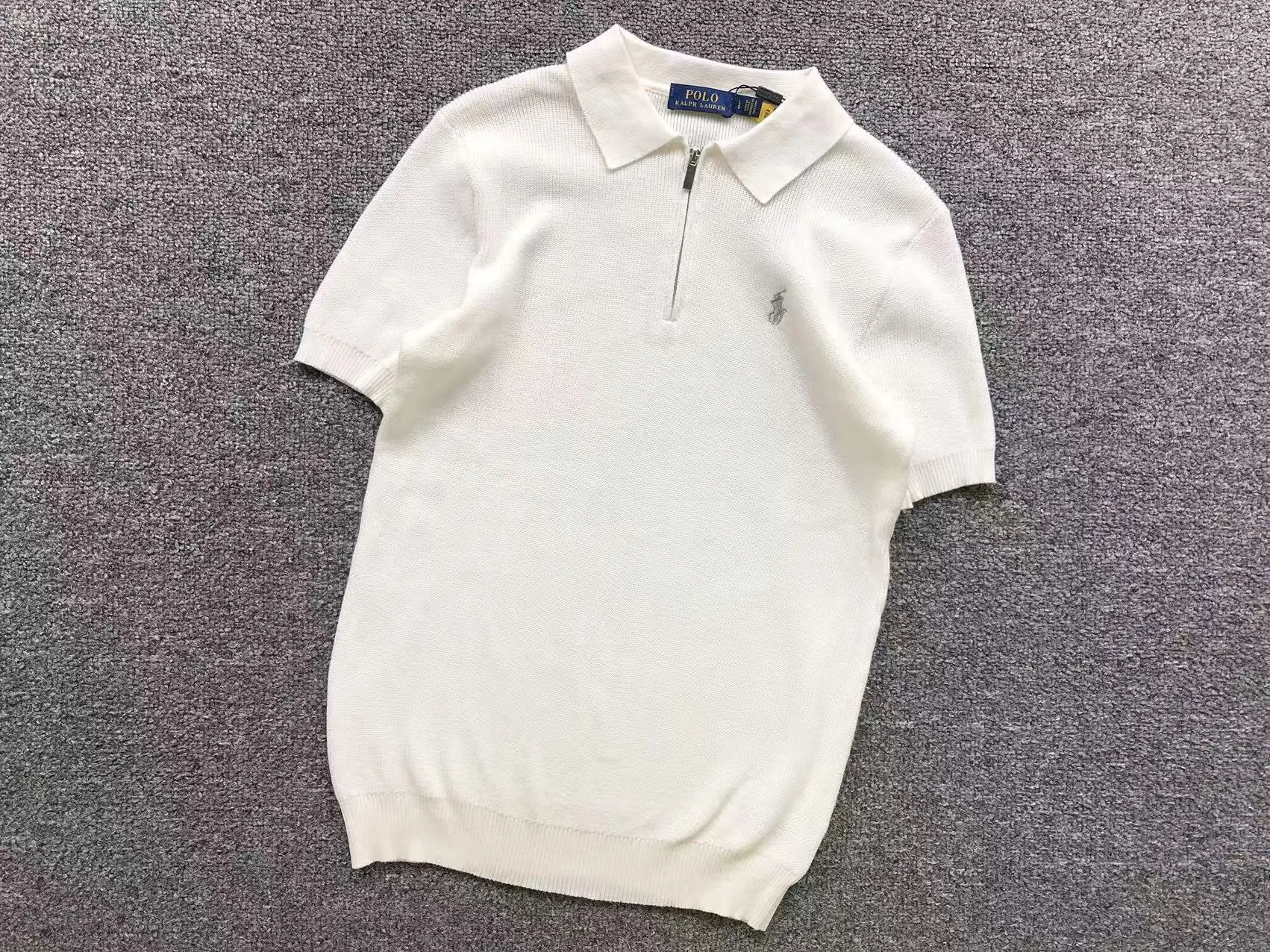 Polo Ralph Lauren Striped Knit Polo Shirt White / Gray - 15