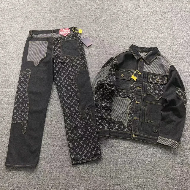 Louis Vuitton Matching Sets Denim Jacket and Jeans Set with Monogram Check Pattern product detail image 14