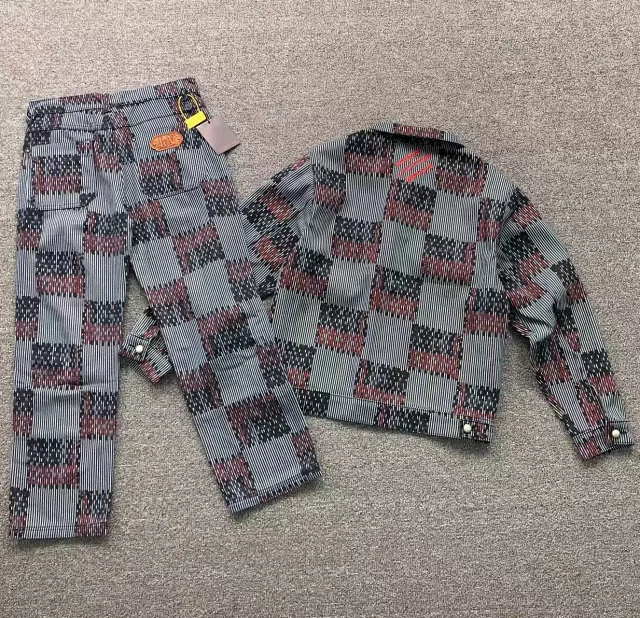 Louis Vuitton Matching Sets Denim Jacket and Jeans Set with Monogram Check Pattern product detail image 13