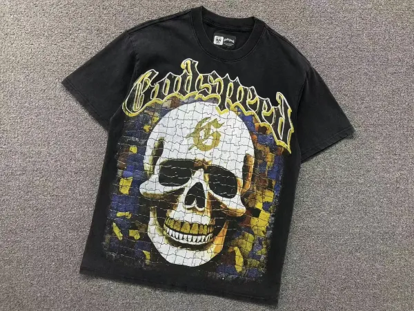 Godspeed Puzzle Skull Graphic T-Shirt Beige - 16