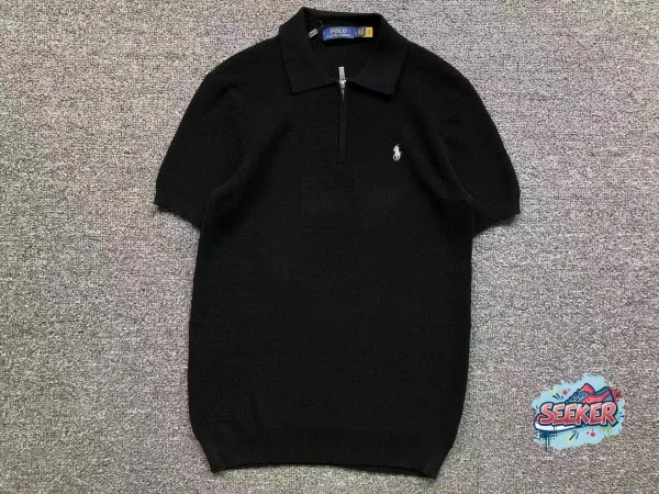 Polo Ralph Lauren Knit Half-Zip Polo Black Tops Polo - 1