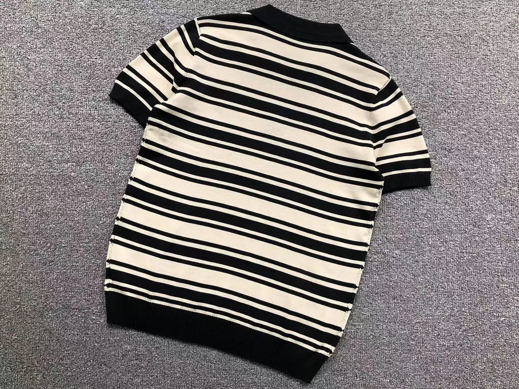 Polo Ralph Lauren Striped Knit Polo Shirt White / Gray - 9