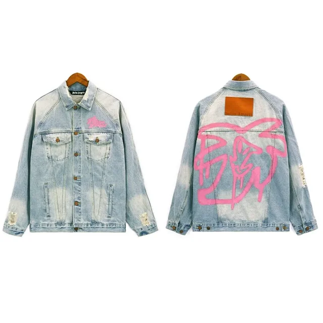 Palm Angels Jackets Washed denim trucker jacket product detail image 4