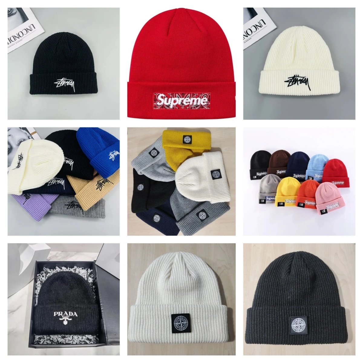 Mixed Brand Ribbed Knit Beanie Hat Collection