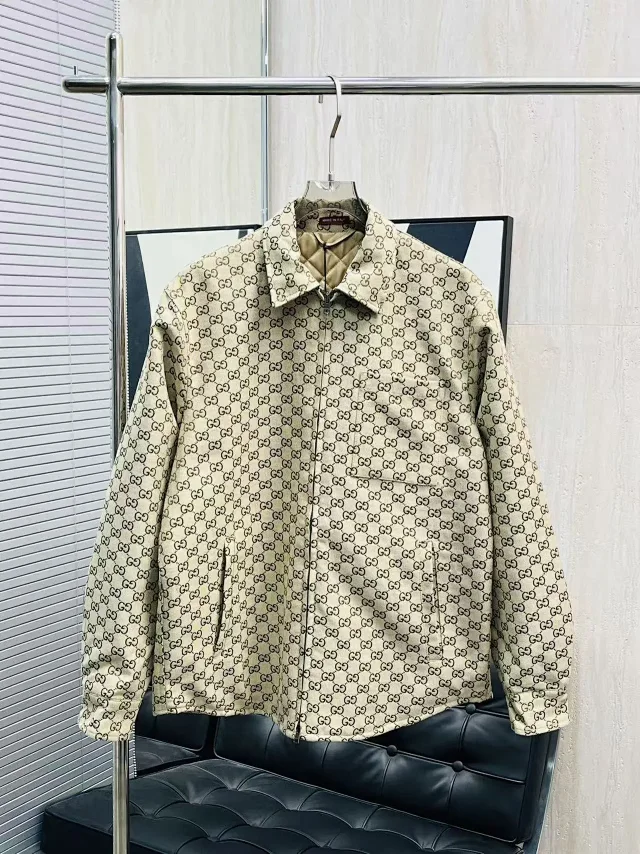 Gucci Jackets GG monogram zip-up jacket with point collar product detail image 1