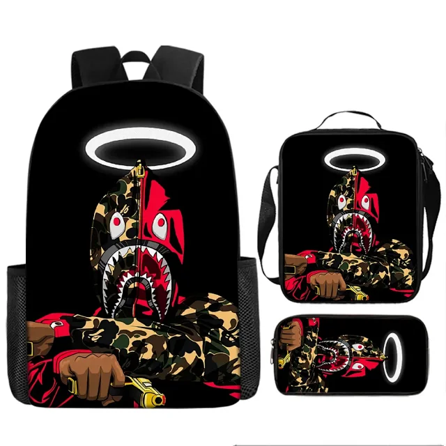 BAPE Backpacks Shark Camo Three-Piece Set product detail image 5
