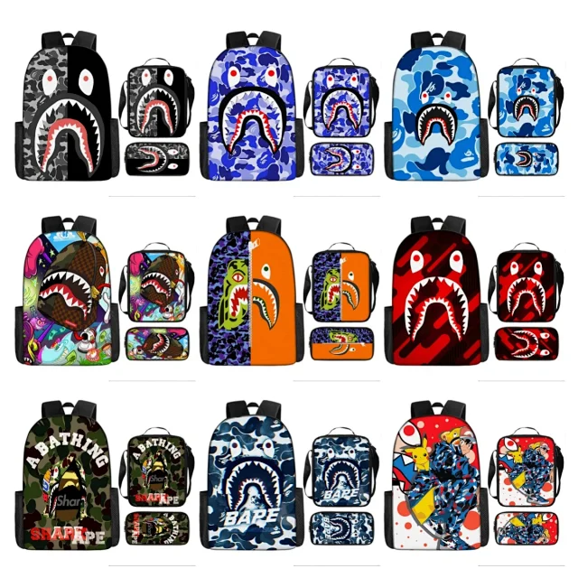BAPE Backpacks Shark Camo Three-Piece Set product detail image 1