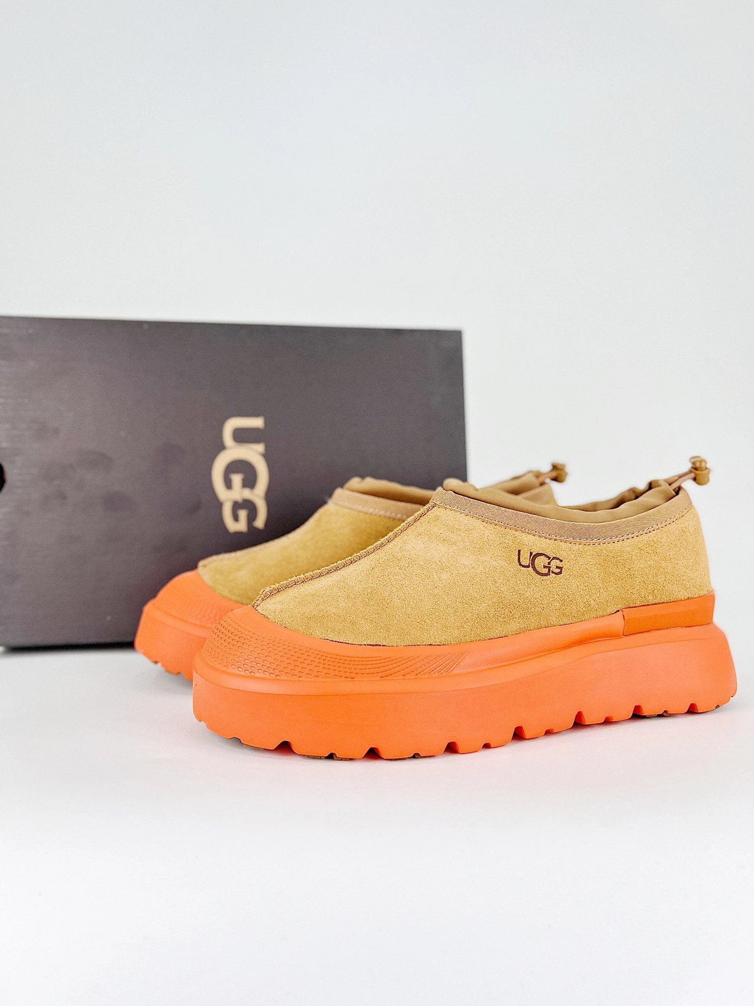 UGG Fluff Platform Slip-On Orange Suede Sneakers Chunky Sneakers