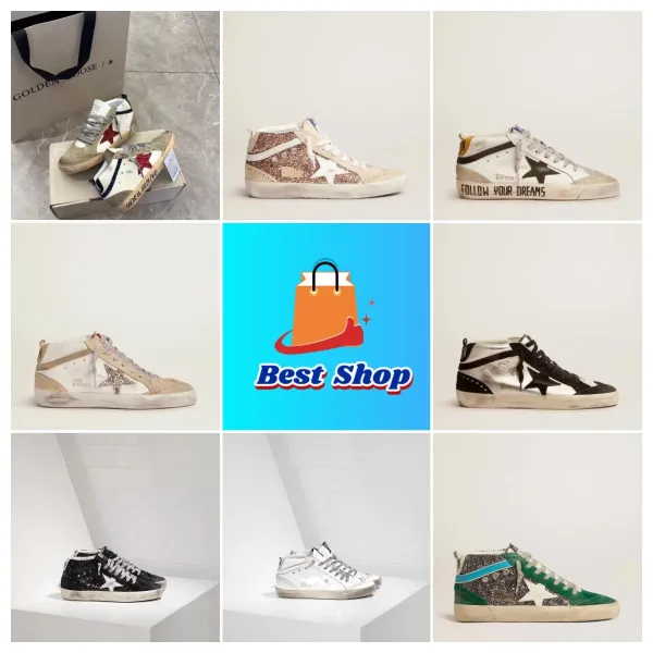 Golden Goose Mid Star White Distressed Sneakers with Rainbow Star - 3