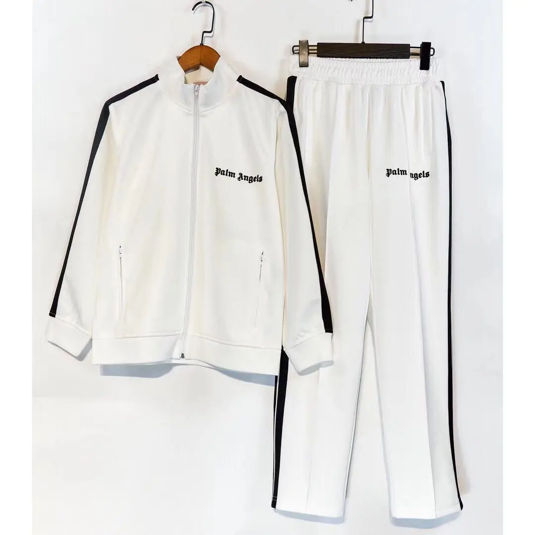 Palm Angels Classic White Tracksuit with Black Side Stripes