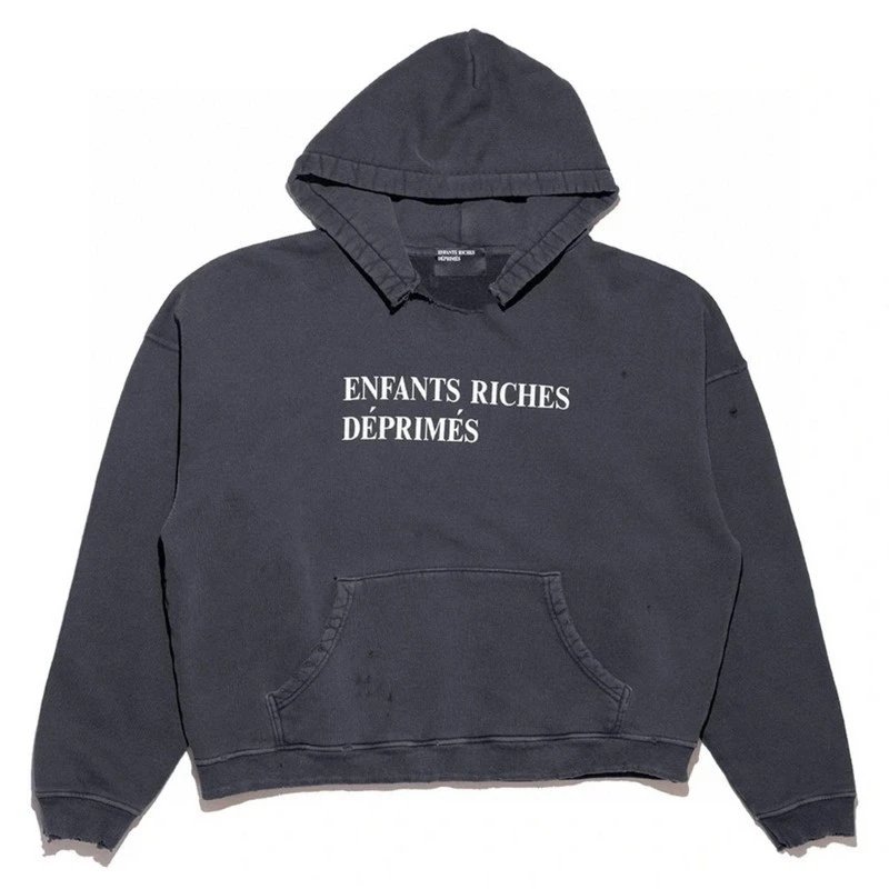 Style 8754 Distressed Ripped V-Neck Hooded Crop Sweatshirt - L69
