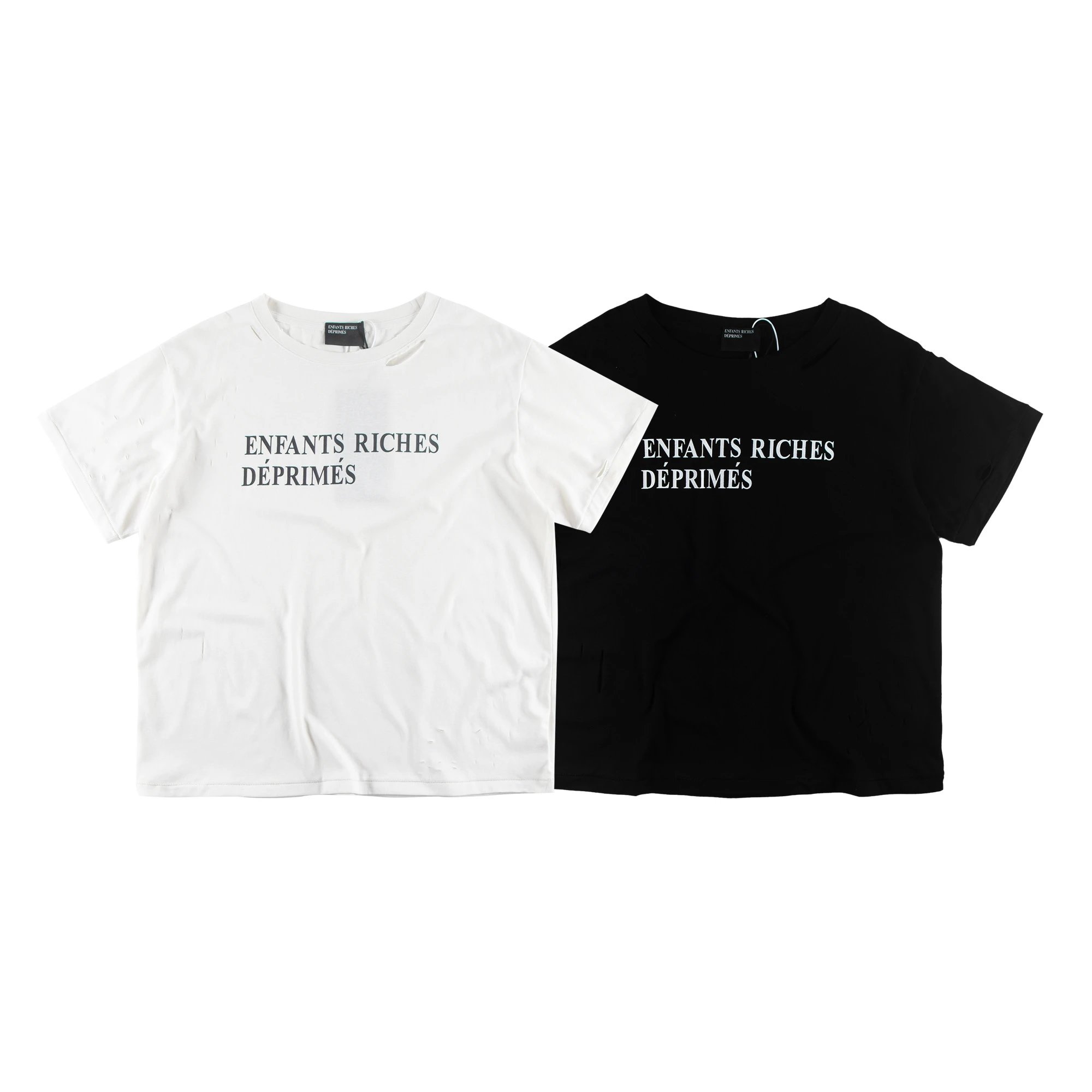 619Envants Riches Deporimes new melancholic second-generation vintage worn slogan printed short sleeved shirt - L69