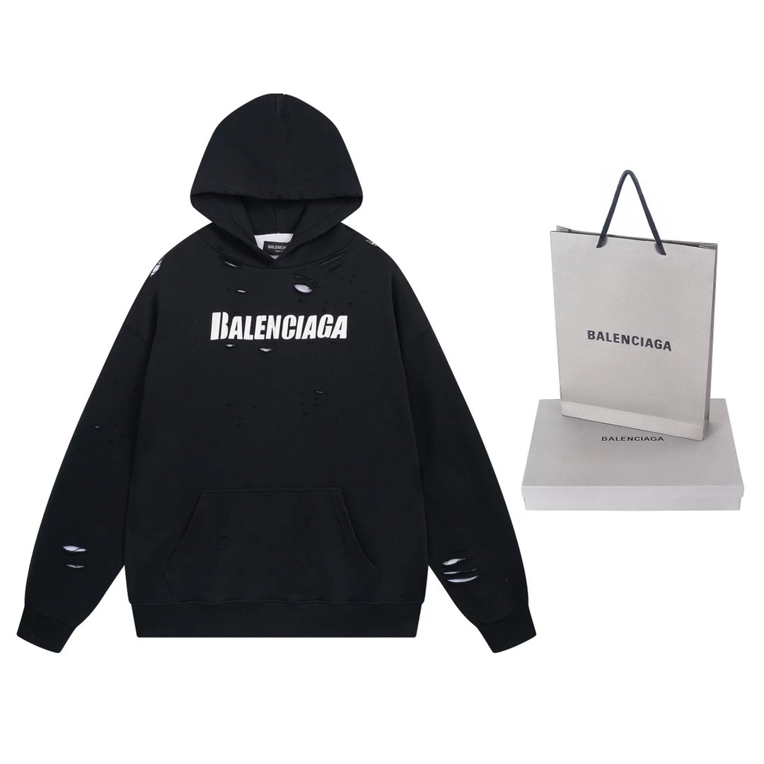Balenciaga Printed Graphic Hoodie Black - 13