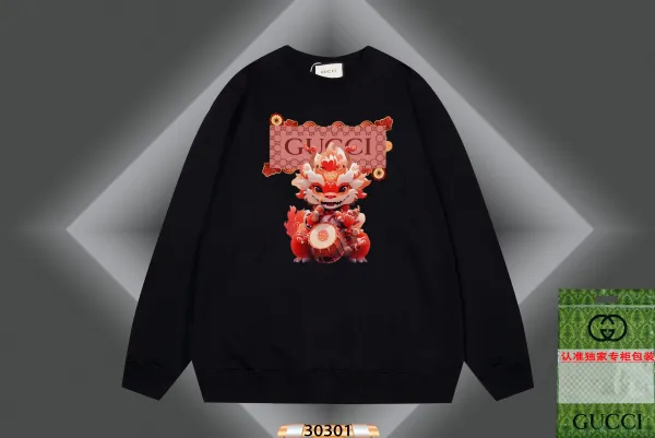 Gucci Dragon Zodiac Print Black Hoodie - 13