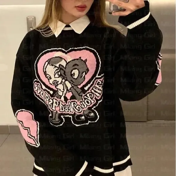Valentino Logo Knit Sweater Black with Red Lettering - 10