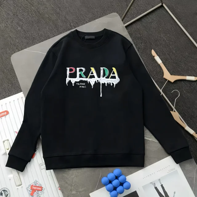 Prada Hoodies & Sweatshirts Crewneck Triangle Logo Print Sweatshirt product detail image 6