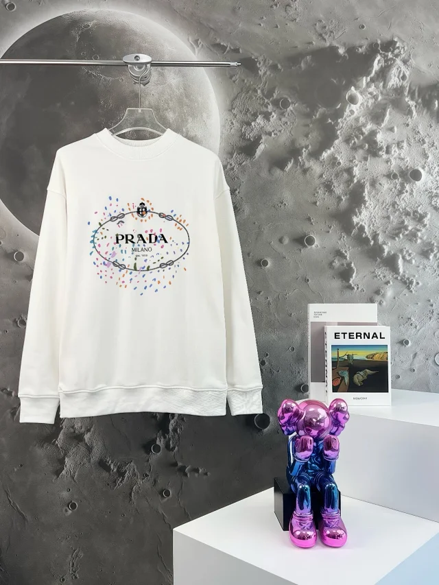 Prada Hoodies & Sweatshirts Crewneck Triangle Logo Print Sweatshirt product detail image 9