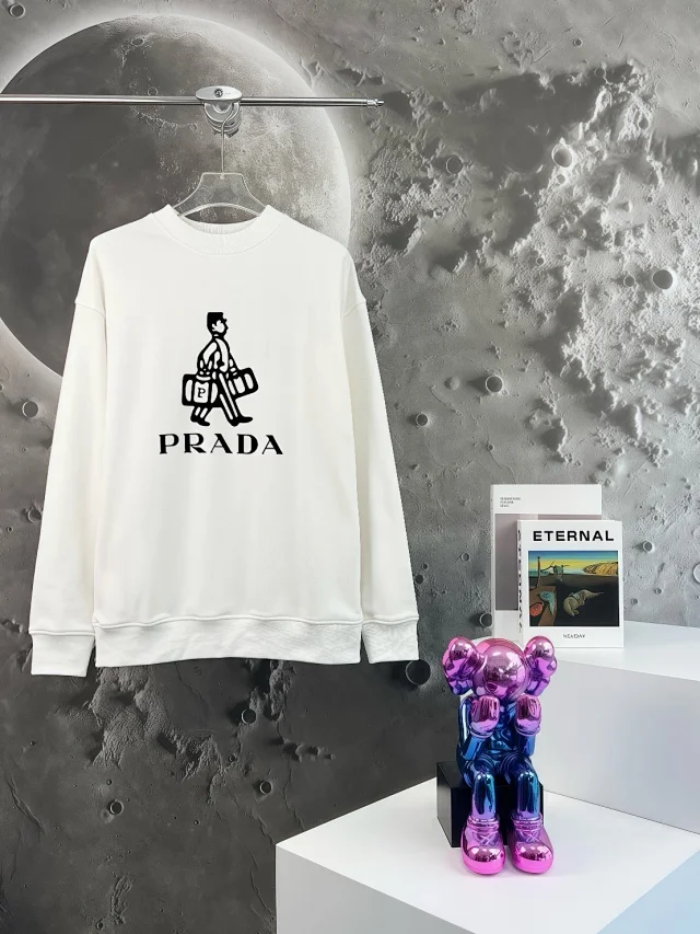 Prada Hoodies & Sweatshirts Crewneck Triangle Logo Print Sweatshirt product detail image 14