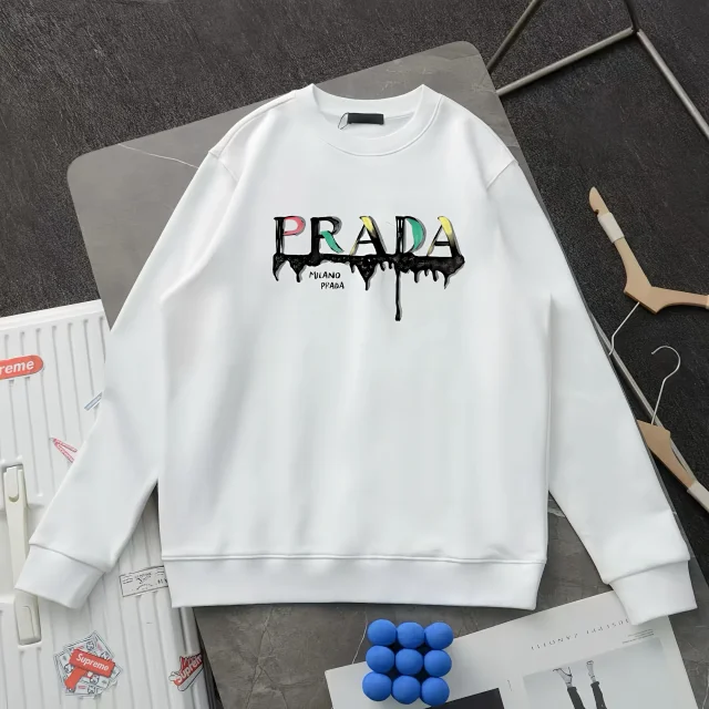 Prada Hoodies & Sweatshirts Crewneck Triangle Logo Print Sweatshirt product detail image 8