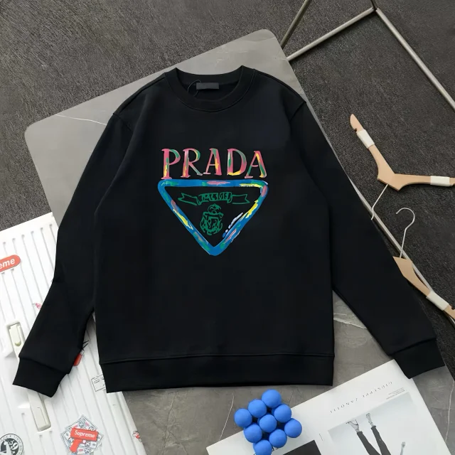 Prada Hoodies & Sweatshirts Crewneck Triangle Logo Print Sweatshirt product detail image 10