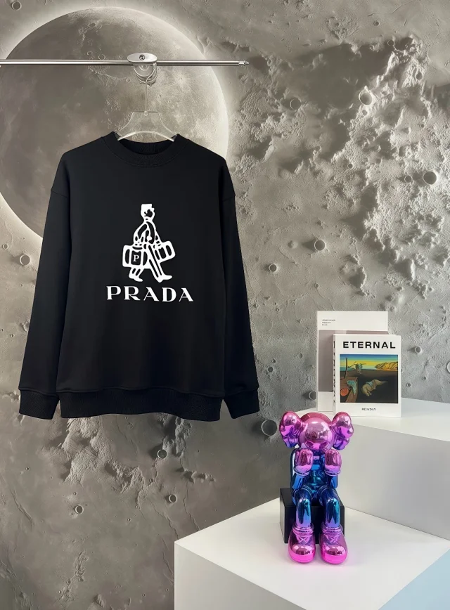 Prada Hoodies & Sweatshirts Crewneck Triangle Logo Print Sweatshirt product detail image 12