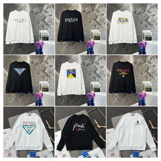 Prada Hoodies & Sweatshirts Crewneck Triangle Logo Print Sweatshirt product detail image 1