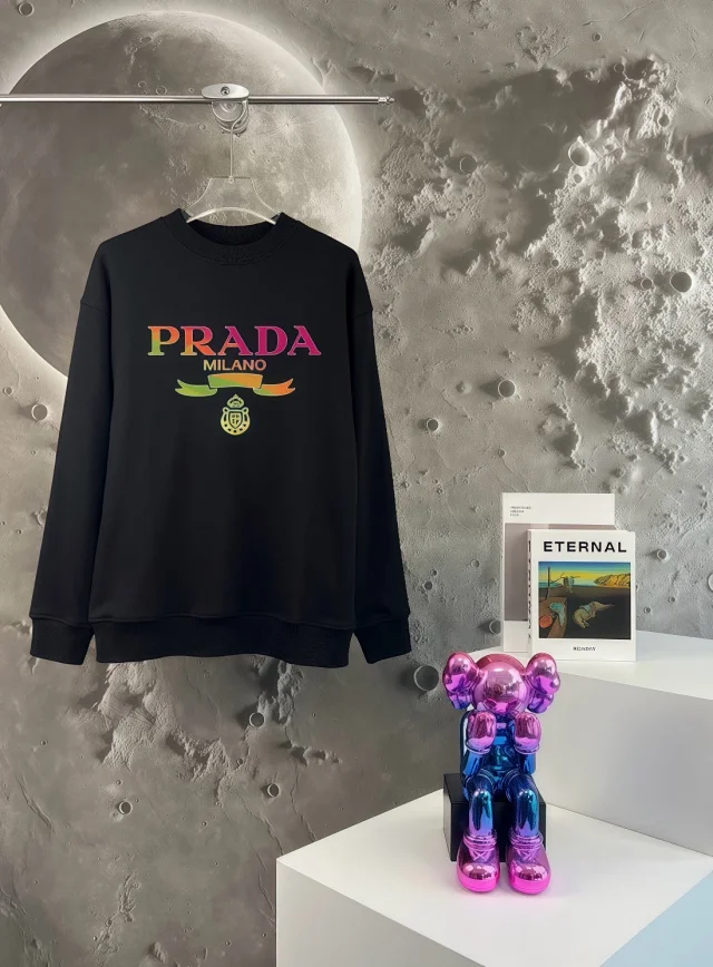 Prada Hoodies & Sweatshirts Crewneck Triangle Logo Print Sweatshirt product detail image 13