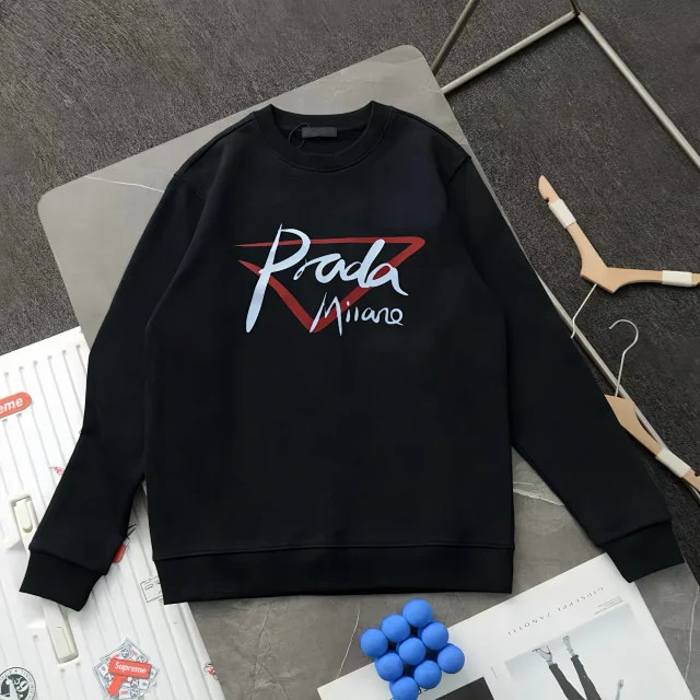 Prada Hoodies & Sweatshirts Crewneck Triangle Logo Print Sweatshirt product detail image 4