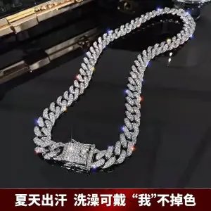 Design Cuban Link Chain Necklace with Iced-Out CZ Pave Setting Silver Jewelry