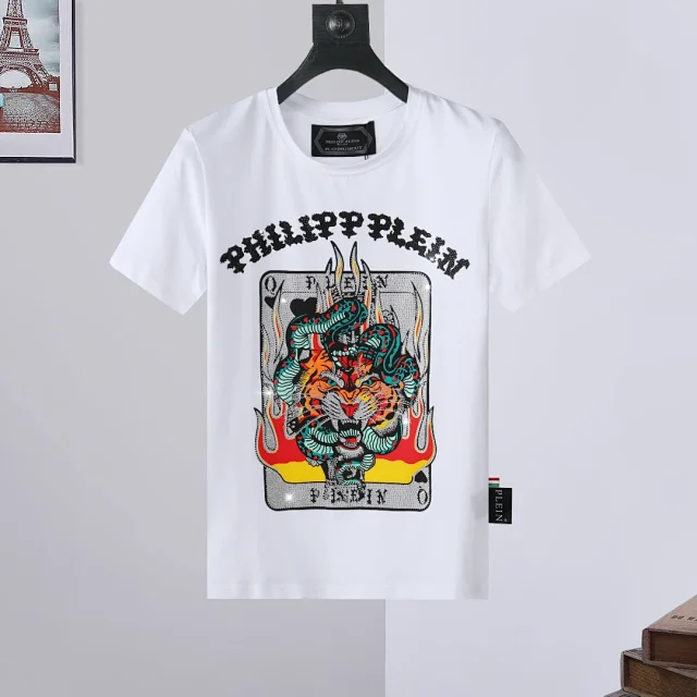 Philipp Plein T-Shirts Short-Sleeve Graphic Rhinestone T-Shirt product detail image 10